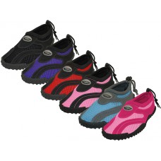 W1185L-A - Wholesale Women's "Wave" Nylon Upper With TPR. Outsole Active Water Shoes ( *Asst. Black, Fuchsia, Pink, Purple, Red And Gray/Blue ) *Available In Single Size
